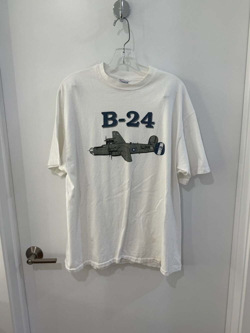 Vintage 90s Hanes Beefy-T B-24 Liberator WWII Bomber Plane Graphic T-Shirt